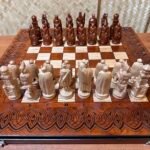 Chess Set: Folding Chess Board with Storage for Each Chess Piece + pieces "Knights" - Image 2