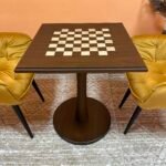 A luxurious chess table crafted from natural ash in a classic style