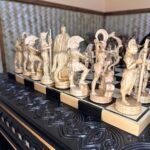 Wooden Chess set: Chess table "Waves of Aspiration" Black+ chess pieces "Warriors of Sparta " - Image 4