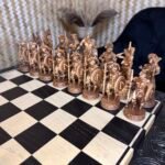 Wooden Chess set: Chess table "Waves of Aspiration" Black+ chess pieces "Warriors of Sparta " - Image 6