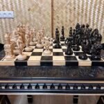 Wooden Chess set: Chess table "Waves of Aspiration" Black+ chess pieces "Cossacks" - Image 5