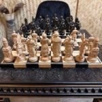 Wooden Chess set: Chess table "Waves of Aspiration" Black+ chess pieces "Cossacks" - Image 9