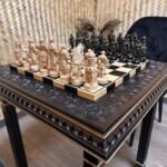 Wooden Chess set: Chess table "Waves of Aspiration" Black+ chess pieces "Cossacks" - Image 3
