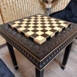 Wooden Chess Table “Waves of Aspiration” Black, Ash wood - Image 5