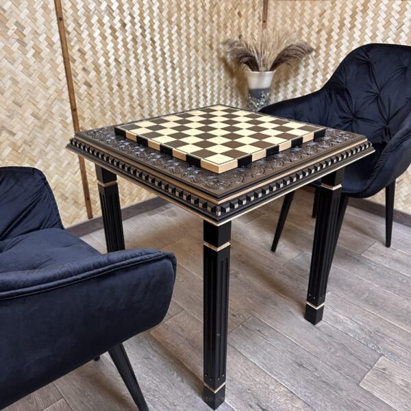 An elegant four-legged chess table crafted from premium ash