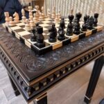 Chess set: Chess table “Waves of Aspiration” Black + pieces "Classic Luxe" - Image 4