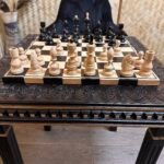 Chess set: Chess table “Waves of Aspiration” Black + pieces "Classic Luxe" - Image 6