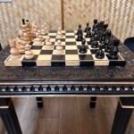 Chess set: Chess table “Waves of Aspiration” Black + pieces "Classic Luxe" - Image 7