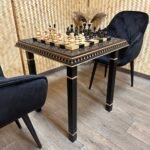 Chess set: Chess table “Waves of Aspiration” Black + pieces "Classic Luxe" - Image 2