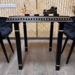 Chess set: Chess table “Waves of Aspiration” Black + pieces "Classic Luxe" - Image 8