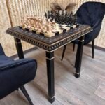 Luxury chess set with Ukrainian Cossack warriors and ash wood table