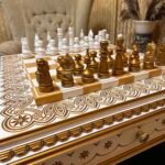 Wooden Chess Set "White & Gold": Board with 2 drawers for storing + pieces "Classic Luxe" - Image 2