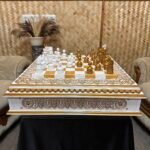 Wooden Chess Set "White & Gold": Board with 2 drawers for storing + pieces "Classic Luxe" - Image 3