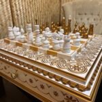 Wooden Chess Set "White & Gold": Board with 2 drawers for storing + pieces "Classic Luxe" - Image 5