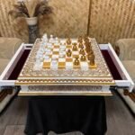 Wooden Chess Set "White & Gold": Board with 2 drawers for storing + pieces "Classic Luxe" - Image 6