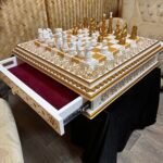 Wooden Chess Set "White & Gold": Board with 2 drawers for storing + pieces "Classic Luxe" - Image 7