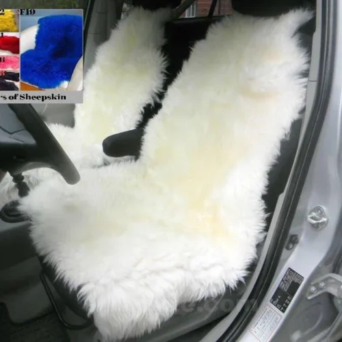 premium sheepskin seat cover in white color