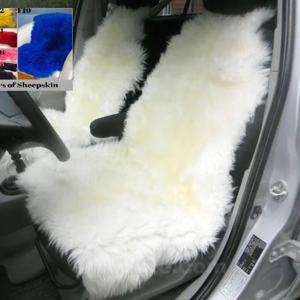 premium sheepskin seat cover in white color