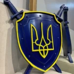 Wooden Ukrainian Trident - Shield with Swords - Wall decor - Image 3