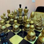 Large Chess pieces Black & Gold, super glossy