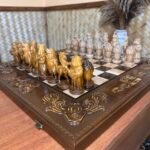 Wooden Chess set: Glossy Folding Board + pieces "Beaver Kingdom" - Image 4