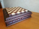 Wooden Chess Board "Leaves of Fortune" with Two Drawers - Image 9