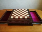 Wooden Chess Board "Leaves of Fortune" with Two Drawers - Image 8