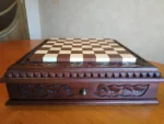 Wooden Chess Board "Leaves of Fortune" with Two Drawers - Image 4