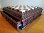 Wooden Chess Board "Leaves of Fortune" with Two Drawers - Image 2