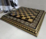 Wooden Chess Board "Waves of Aspiration" Black & Gold, Super glossy