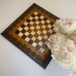 Wooden Chess board "Star of Life" with Ukrainian Trident, Ombre color - Image 2