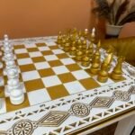 Handcrafted Chess pieces "Elite" Gold & White, Super glossy - Image 3