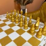 Handcrafted Chess pieces "Elite" Gold & White, Super glossy