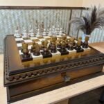 Glossy Chess Set: Chess Board with 2 Drawers + chess pieces "Classic DeLuxe" in Ombre color - Image 3