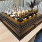 Glossy Chess Set: Chess Board with 2 Drawers + chess pieces "Classic DeLuxe" in Ombre color - Image 2