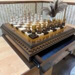 Glossy Chess Set: Chess Board with 2 Drawers + chess pieces "Classic DeLuxe" in Ombre color - Image 6