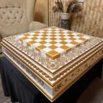 Wooden Chess Board “White & Gold” with 2 drawers for storing - Image 2