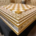 Wooden Chess Board “White & Gold” with 2 drawers for storing - Image 3
