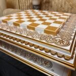 Wooden Chess Board “White & Gold” with 2 drawers for storing - Image 4