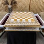 Wooden Chess Board “White & Gold” with 2 drawers for storing - Image 7
