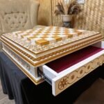Wooden Chess Board “White & Gold” with 2 drawers for storing - Image 8