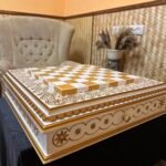 Wooden Chess Board “White & Gold” with 2 drawers for storing - Image 9