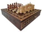 Wooden Chess set with 2 Drawers, Decorated with beads + pieces "Elegant Classic" - Image 2