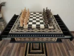 Wooden Chess set “Bright Victory”: with 2 Drawers, Decorated with beads + pieces "Battle of Thrones" - Image 8