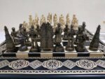 Wooden Chess set “Bright Victory”: with 2 Drawers, Decorated with beads + pieces "Battle of Thrones"+ "Knights" - Image 5
