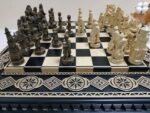 Wooden Chess set “Bright Victory”: with 2 Drawers, Decorated with beads + pieces "Battle of Thrones"+ "Knights" - Image 9