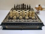 Wooden Chess set “Bright Victory”: with 2 Drawers, Decorated with beads + pieces "Battle of Thrones"+ "Knights" - Image 4