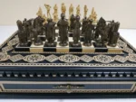 Wooden Chess set “Bright Victory”: with 2 Drawers, Decorated with beads + pieces "Cossacks" vs "Armed Forces of Ukraine" - Image 3