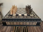 Wooden Chess set “Bright Victory”: with 2 Drawers, Decorated with beads + pieces "Battle of Thrones" - Image 3