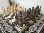 Wooden Chess set “Bright Victory”: with 2 Drawers, Decorated with beads + pieces "Battle of Thrones" - Image 2